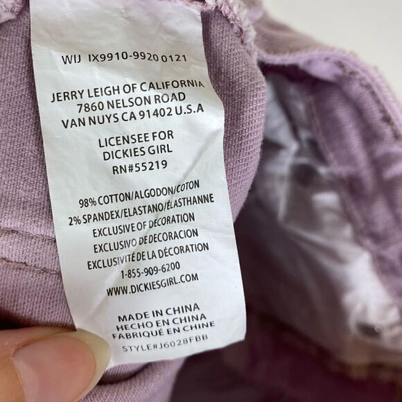 Dickies Lavender Purple High Rise Cuffed Denim Shorts - Picture 3 of 4